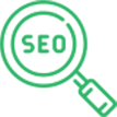 Увеличительное стекло с надписью SEO